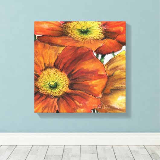 Gemengde IJslandse papaver Canvas Afdruk (Insitu (Houten vloer))