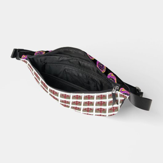 Gemengde illustratiepatronen in donkere kleuren heuptasje (Open)