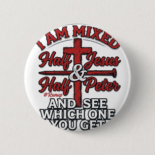 Gemengde Jezus en Petrus Vintage Christelijke Humo Ronde Button 5,7 Cm