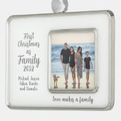 Gemengde kerstfoto op maat voor eerste kerstmis verzilverd omlijst ornament (Links)