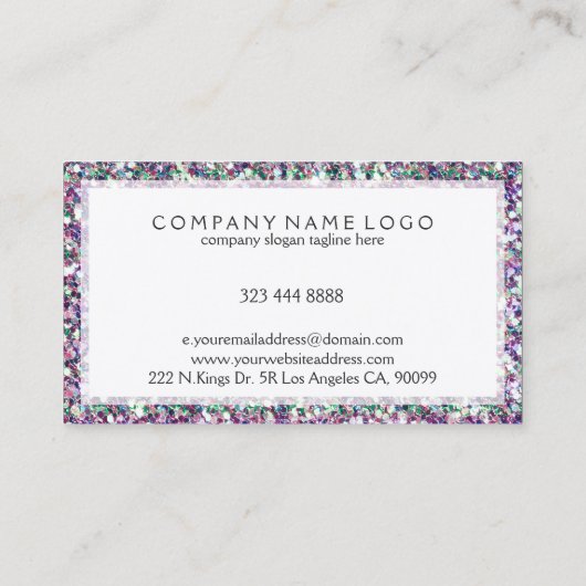 Gemengde kleuren Glitter Textuur Afdrukken Visitekaartje (Achterkant)