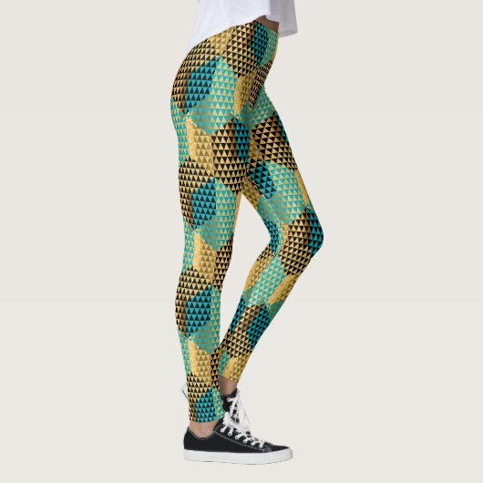 Gemengde Kleuren Modern Geometrisch Vormenontwerp Leggings (Rechts)