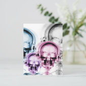 Gemengde kleuren X-Ray Vision Music Skeleton Skull Briefkaart (Staand voorkant)