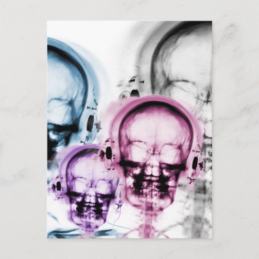 Gemengde kleuren X-Ray Vision Music Skeleton Skull Briefkaart (Voorkant)