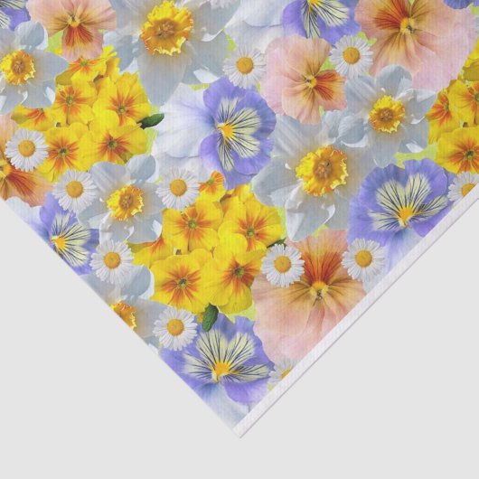 Gemengde kleurenbladbloemen en deaffodis tissuepapier (Detail)