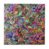 Gemengde kleurrijke bloementspatronen tegeltje (Voorkant)