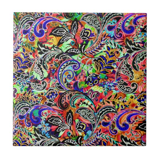 Gemengde kleurrijke bloementspatronen tegeltje (Voorkant)