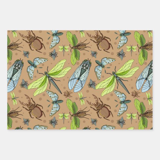 Gemengde kleurrijke buisjes en insecten inpakpapier vel (Voorkant)