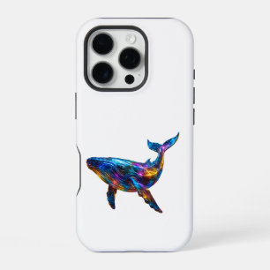 Gemengde kleurrijke walvis – gloeiend glazen licha iPhone 16 pro hoesje