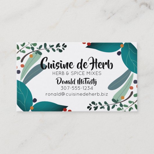 Gemengde kruiden specerijen kok catering visitekaa visitekaartje (Voorkant)