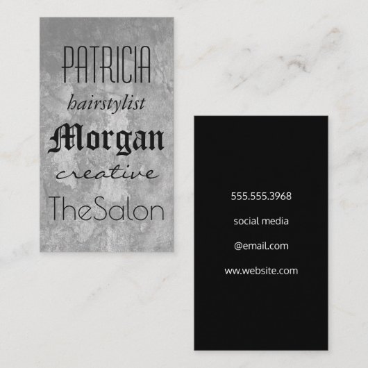 Gemengde lettertypen / gegolfde structuur visitekaartje (Voorkant / Achterkant)