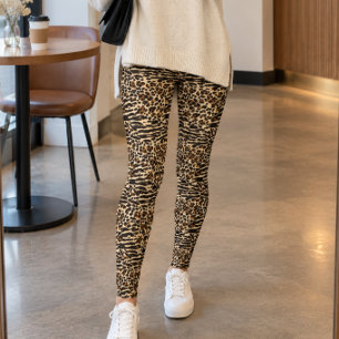 Gemengde Luipaard en Tijger Streep Print Leggings