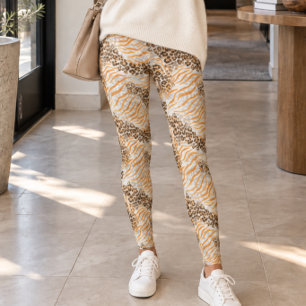Gemengde Luipaard en Zebra Streepprint Leggings