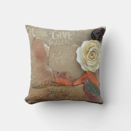 Gemengde Media Art Gezegde Love Geef Hope Share Kussen