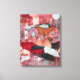 Gemengde Media Art Red Love Butterfly Canvas Afdruk