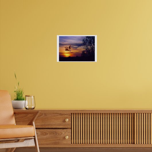 Gemengde Media Art Sunset Owl Poster (Woonkamer 2)
