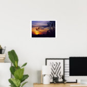 Gemengde Media Art Sunset Owl Poster (Thuiskantoor)