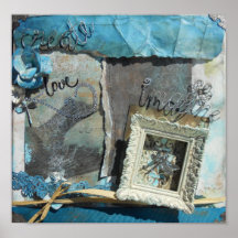 Gemengde Media Blauwgroen Citaat Art Print