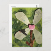 Gemengde media bloem roze hart centrum briefkaart (Voorkant / Achterkant)