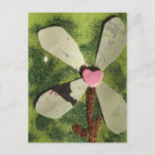 Gemengde media bloem roze hart centrum briefkaart (Voorkant)