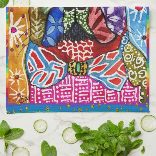 Gemengde Media Boston Terrier Hondenkeukenhanddoek Theedoek (Gevouwen)