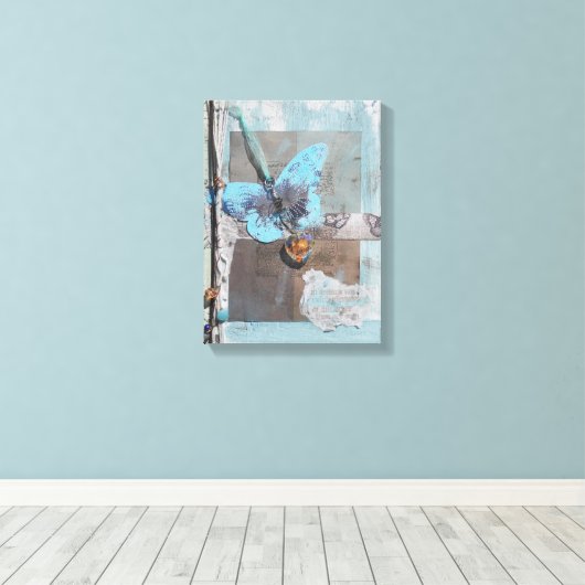 Gemengde Media Butterfly Heart Dream Art Canvas Afdruk (Insitu (Houten vloer))