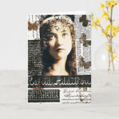 Gemengde Media Collage met  dame Kaart (Gele Bloem)