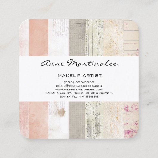 Gemengde Media Collage Vierkante Visitekaartje (Achterkant)
