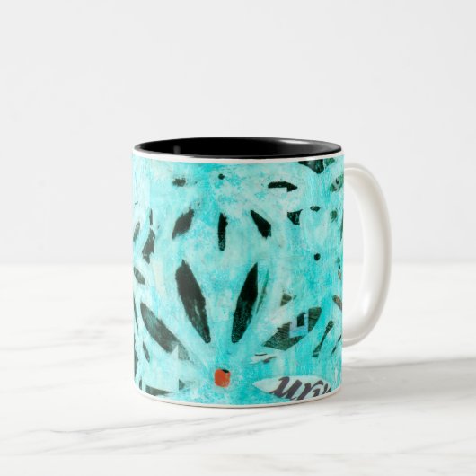 Gemengde Media Daisy Art Tweekleurige Koffiemok (Voorkant rechts)