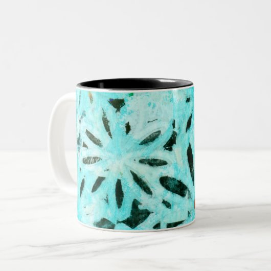 Gemengde Media Daisy Art Tweekleurige Koffiemok (Voorkant links)