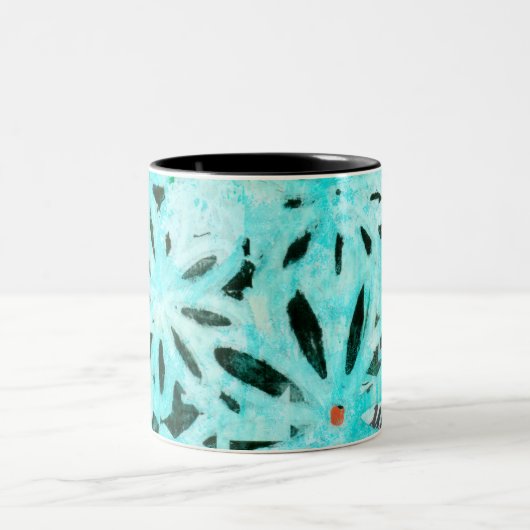 Gemengde Media Daisy Art Tweekleurige Koffiemok (Center)