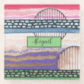 Gemengde media, diep roze, abstract modern, jouw n glazen onderzetter (Voorkant)