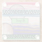 Gemengde media, diep roze, abstract modern, jouw n glazen onderzetter (Achterkant)