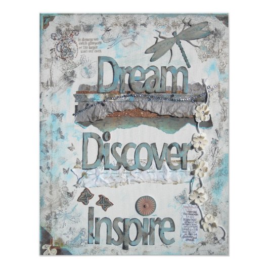 Gemengde Media Dream Ontdek Inspire Quote Art Prin Foto Afdruk (Voorkant)