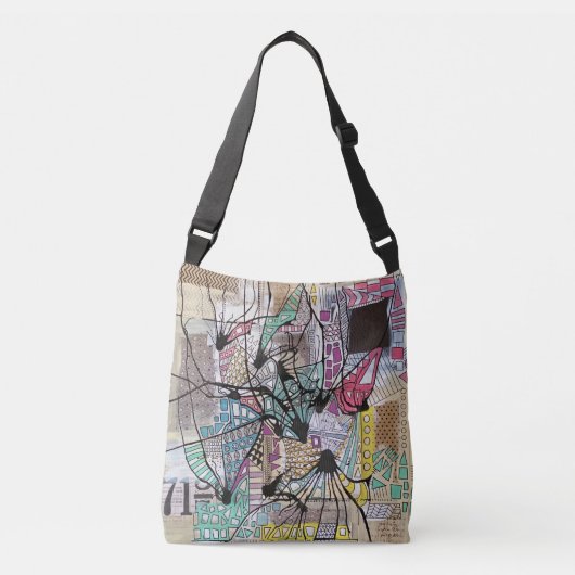 Gemengde Media gerecycleerde kunst Crossbody Tas (Voorkant)