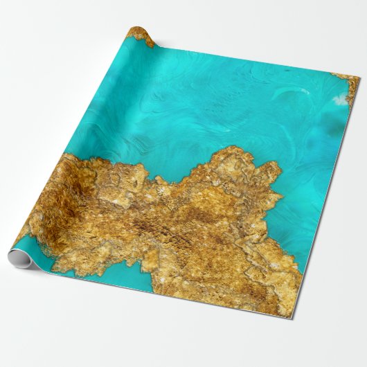 Gemengde Media Gold en Turquoise Cadeaupapier (Uitgerold)