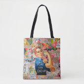 Gemengde Media Inspirerend Rosie de Riveter Tote Bag (Voorkant)