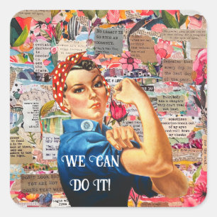 Gemengde Media Inspirerend Rosie de Riveter Vierkante Sticker