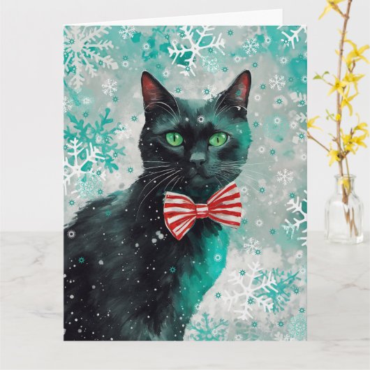 Gemengde Media Kat Print Kerst Kaart AP408A1 (Gele Bloem)