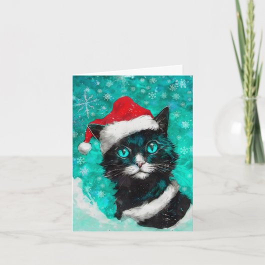 Gemengde Media Kat Print Kerstmis Kaart AP406B4 (Voorkant)