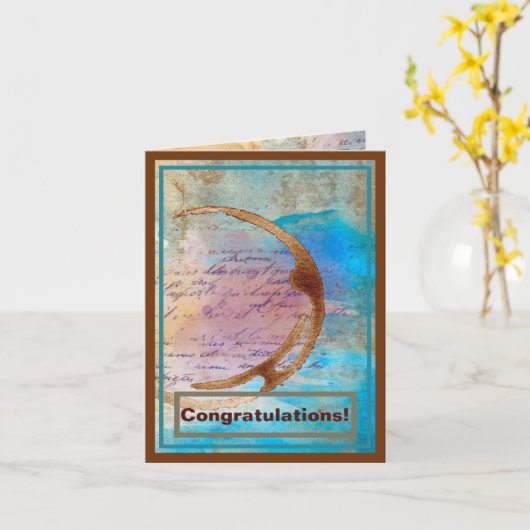 Gemengde Media Koffee Stain Junk Journal-felicitat Kaart (Gele Bloem)