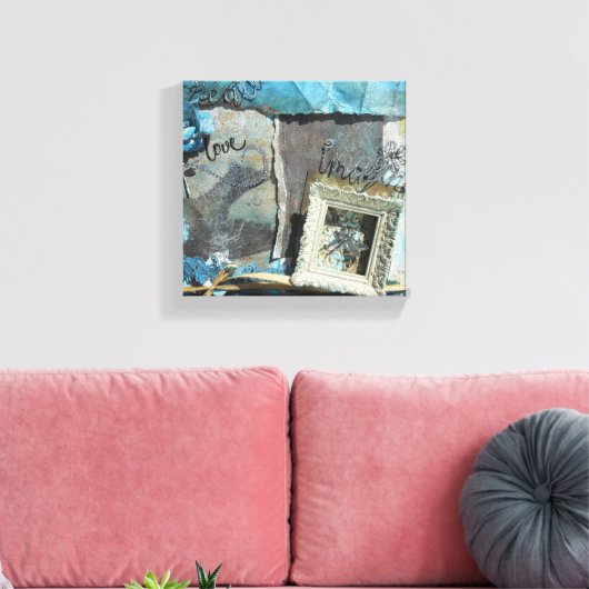 Gemengde Media Love Blauwgroen Art Canvas Afdruk (Insitu (Woonkamer))