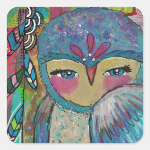 Gemengde Media Owl en Veters Sticker