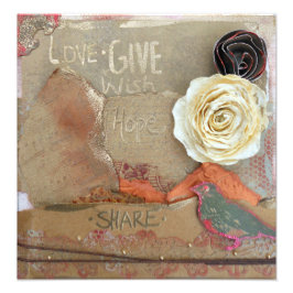 Gemengde Media Quote Art Love Geef Hope Share Foto Afdruk