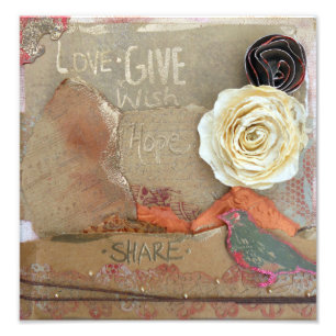Gemengde Media Quote Art Love Geef Hope Share Foto Afdruk