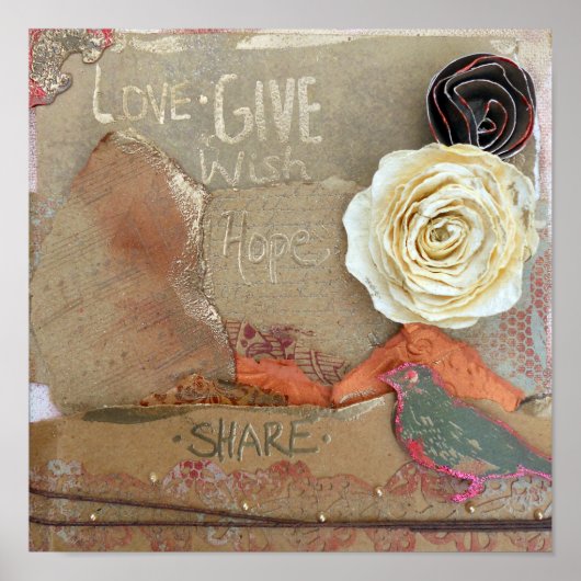 Gemengde Media Quote Love Share Art Print (Voorkant)