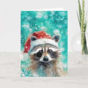 Gemengde Media Raccoon Print Kerst Kaart AP438B1