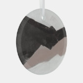 Gemengde media schilderen, minimalistisch abstract glas ornament (Voorkant Rechts)