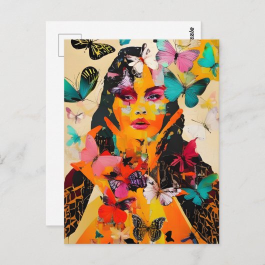 Gemengde media voor vrouwen en vlinders briefkaart (Voorkant / Achterkant)