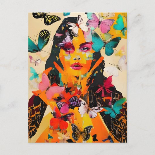 Gemengde media voor vrouwen en vlinders briefkaart (Voorkant)